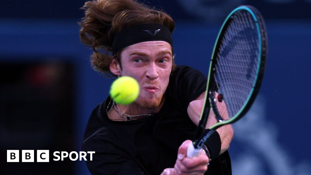 Russia's Andrey Rublev writes 'No war please' at Dubai Open