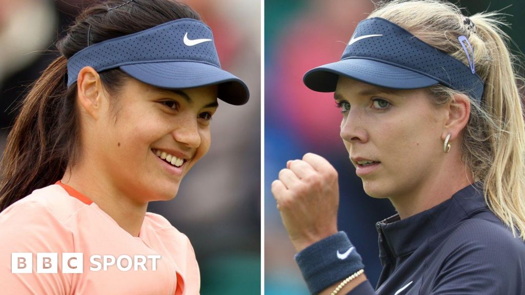 Nottingham Open: Emma Raducanu leads Katie Boulter after their semi-final was suspended