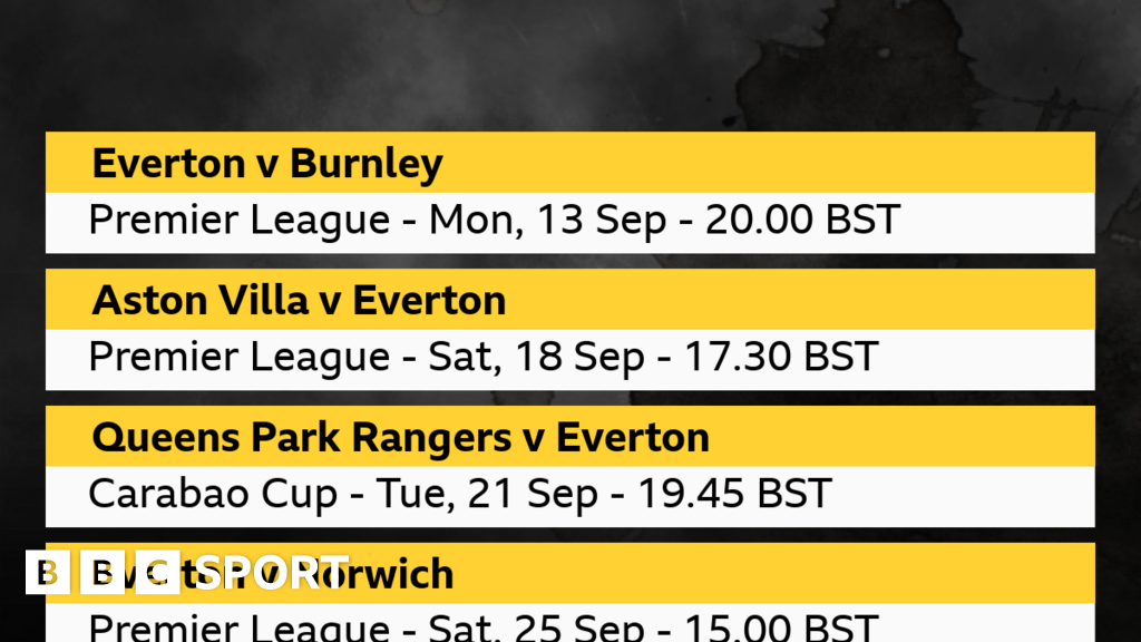 Everton's September Fixtures - BBC Sport