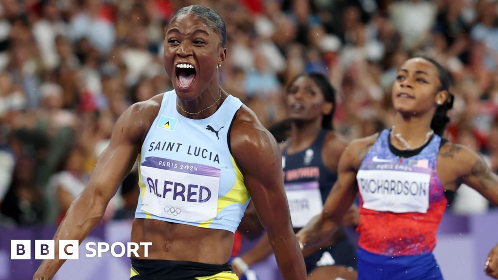 Paris 2024 Olympics: Julien Alfred wins 100m gold for St Lucia - BBC Sport