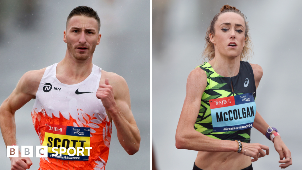 Great North Run: Marc Scott finishes second while Eilish McColgan places fifth