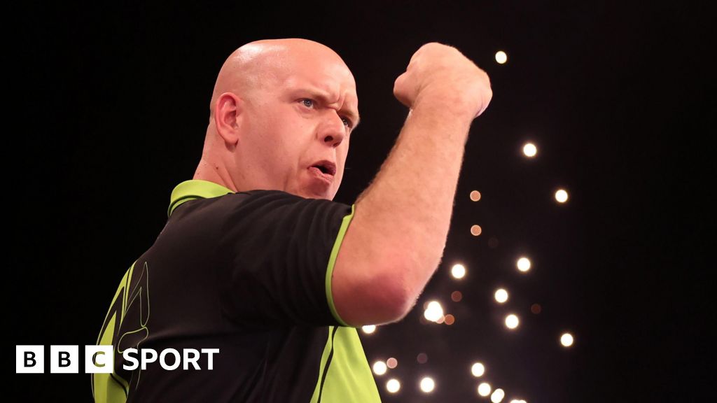 World Matchplay: Luke Littler beaten by Michael van Gerwen in round one in Blackpool