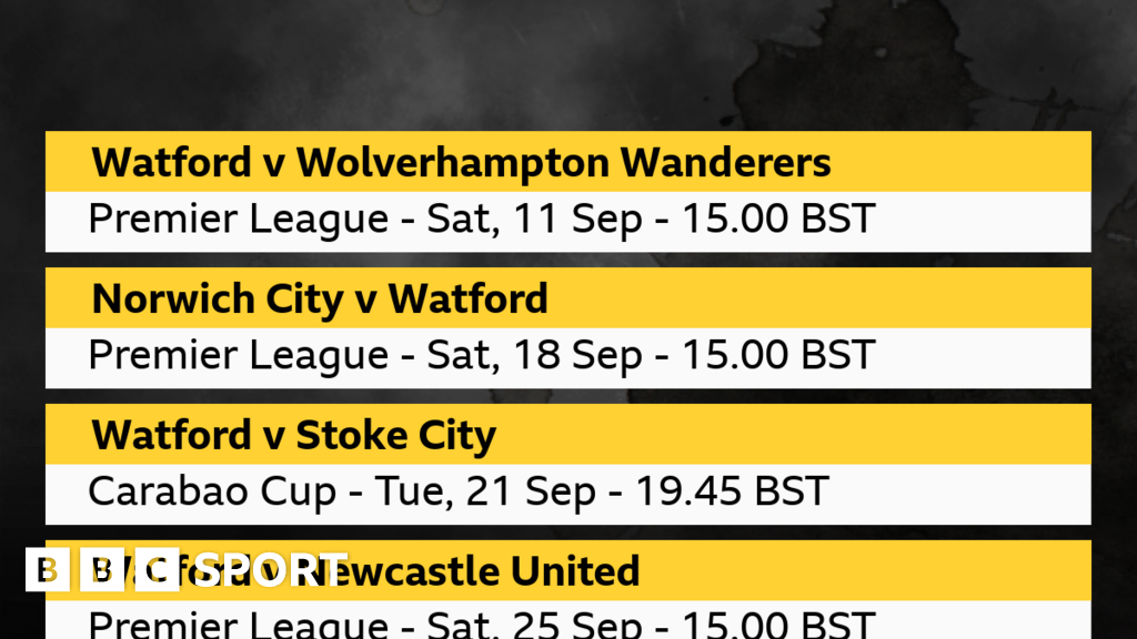 Watford's September Fixtures - BBC Sport