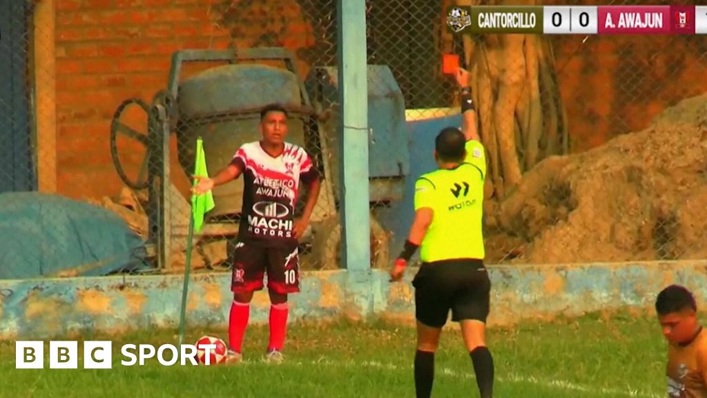 Player sent off after appearing to urinate by pitch