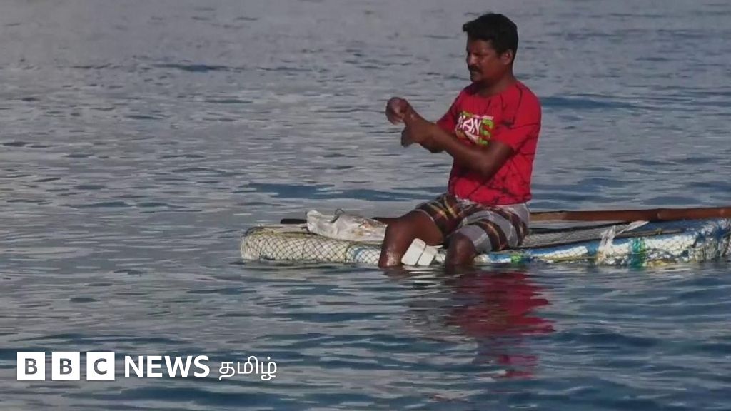 கடலில் தெர்மாகோல் மிதவையில் மீன் பிடிக்கும் ராமநாதபுரம் மீனவர்கள்