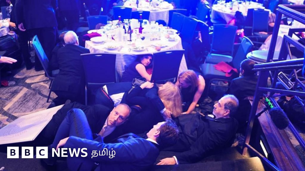 டிரம்ப் விருந்தில் துப்பாக்கிச் சூடு சத்தம் கேட்டவுடன் அரங்கேறிய காட்சிகள் - புகைப்படத் தொகுப்பு 