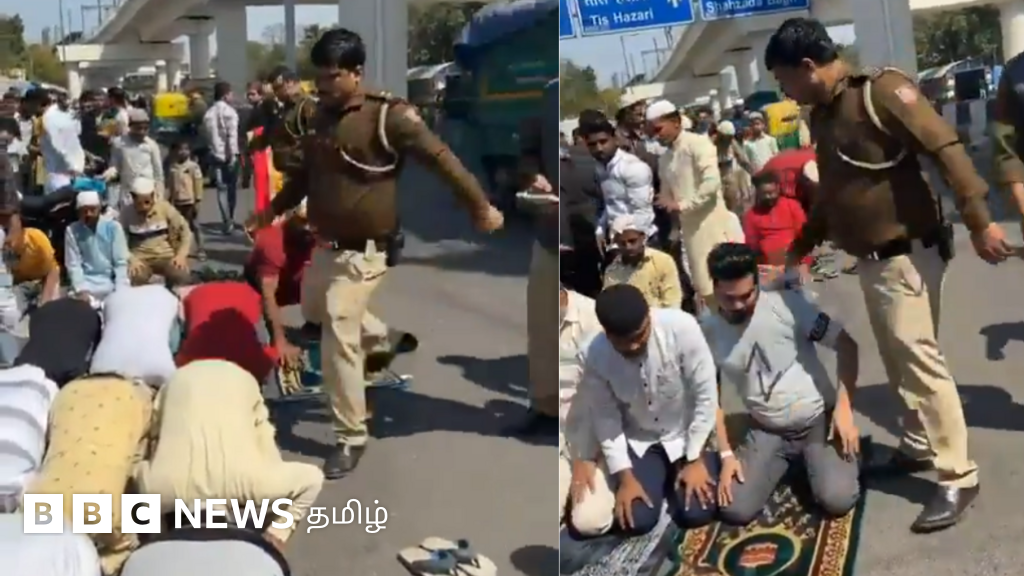 டெல்லியில் சாலையோரம் தொழுகை செய்த இஸ்லாமியர்களை தாக்கிய காவலர் - என்ன நடந்தது?