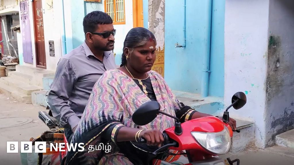 பார்வையற்ற கணவனுக்கு பார்வையாக இருந்து பாதுகாக்கும் மாற்றுத்திறனாளி மனைவி