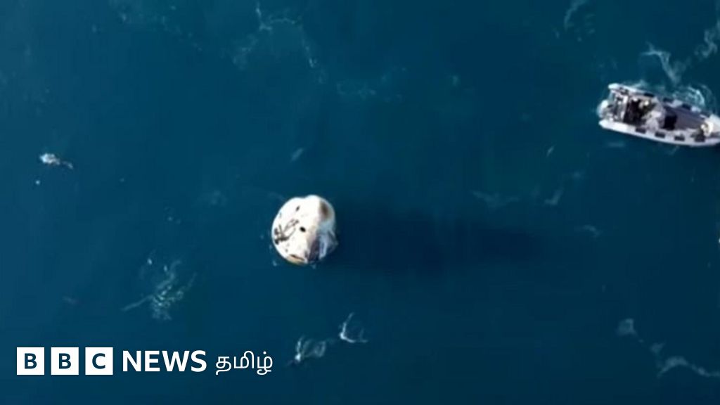 சுனிதா வில்லியம்ஸ் வந்த விண்கலம் பத்திரமாக கடலில் விழுந்த காட்சி