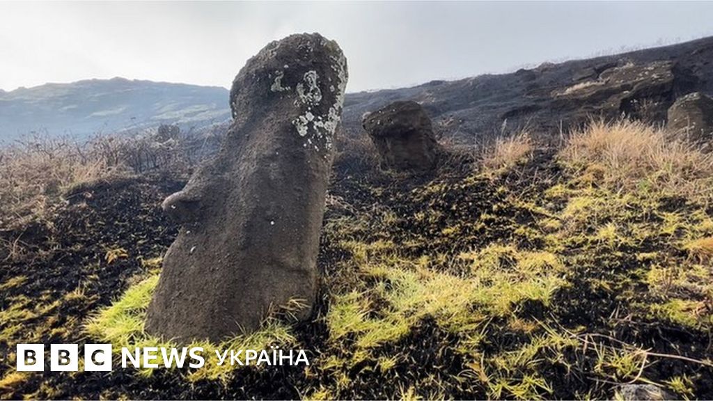 Ідоли острова Пасхи обгоріли. Деякі вже не відновити - BBC News Україна