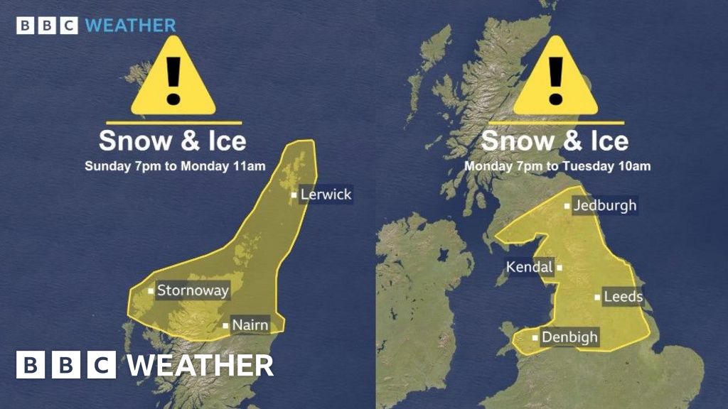 UK snow and ice warnings as weather forecast to turn colder