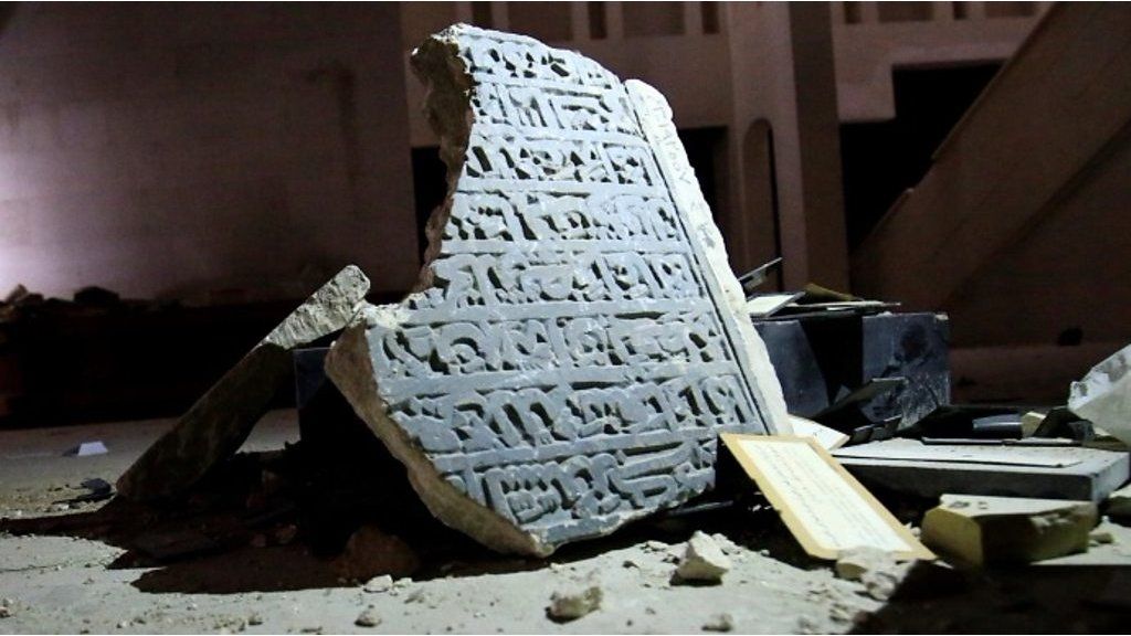 Damaged artefact in Mosul Museum