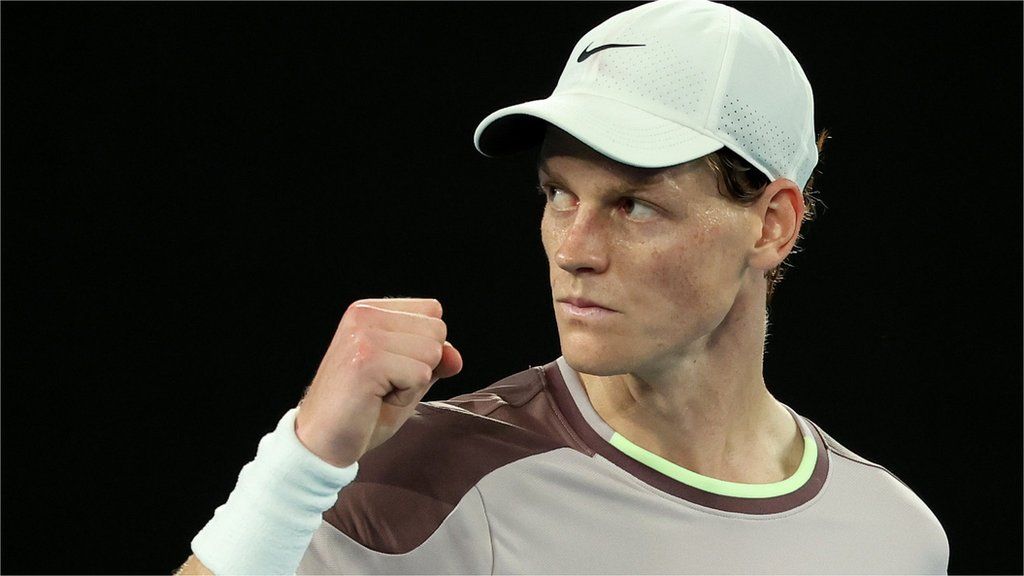 Jannik Sinner clenches his fist at the 2024 Australian Open