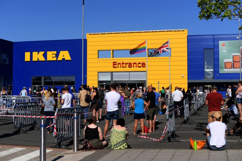 socially distanced queue outside Ikea