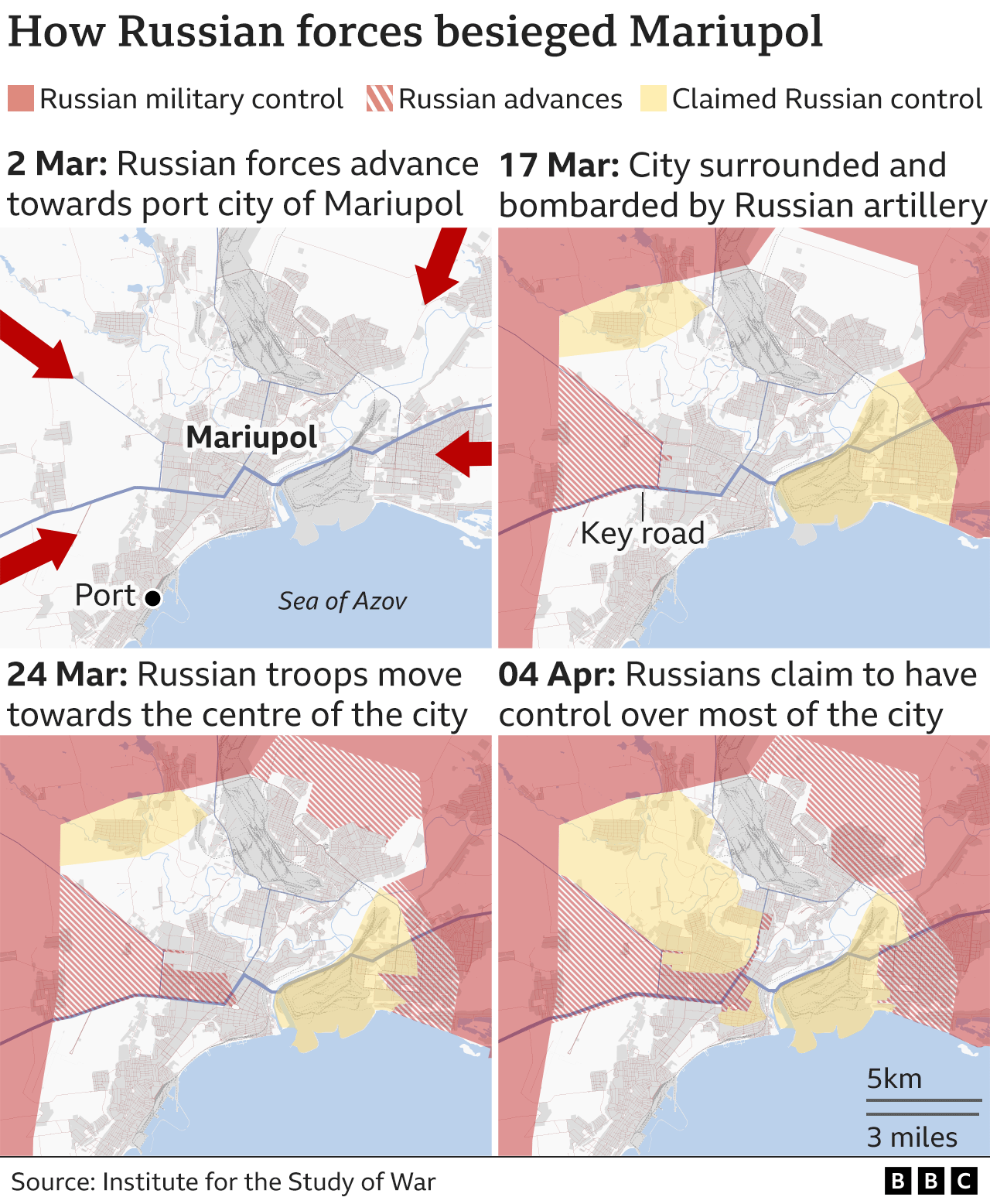 Map showing Russian advances on Mariupol. Updated 5 April