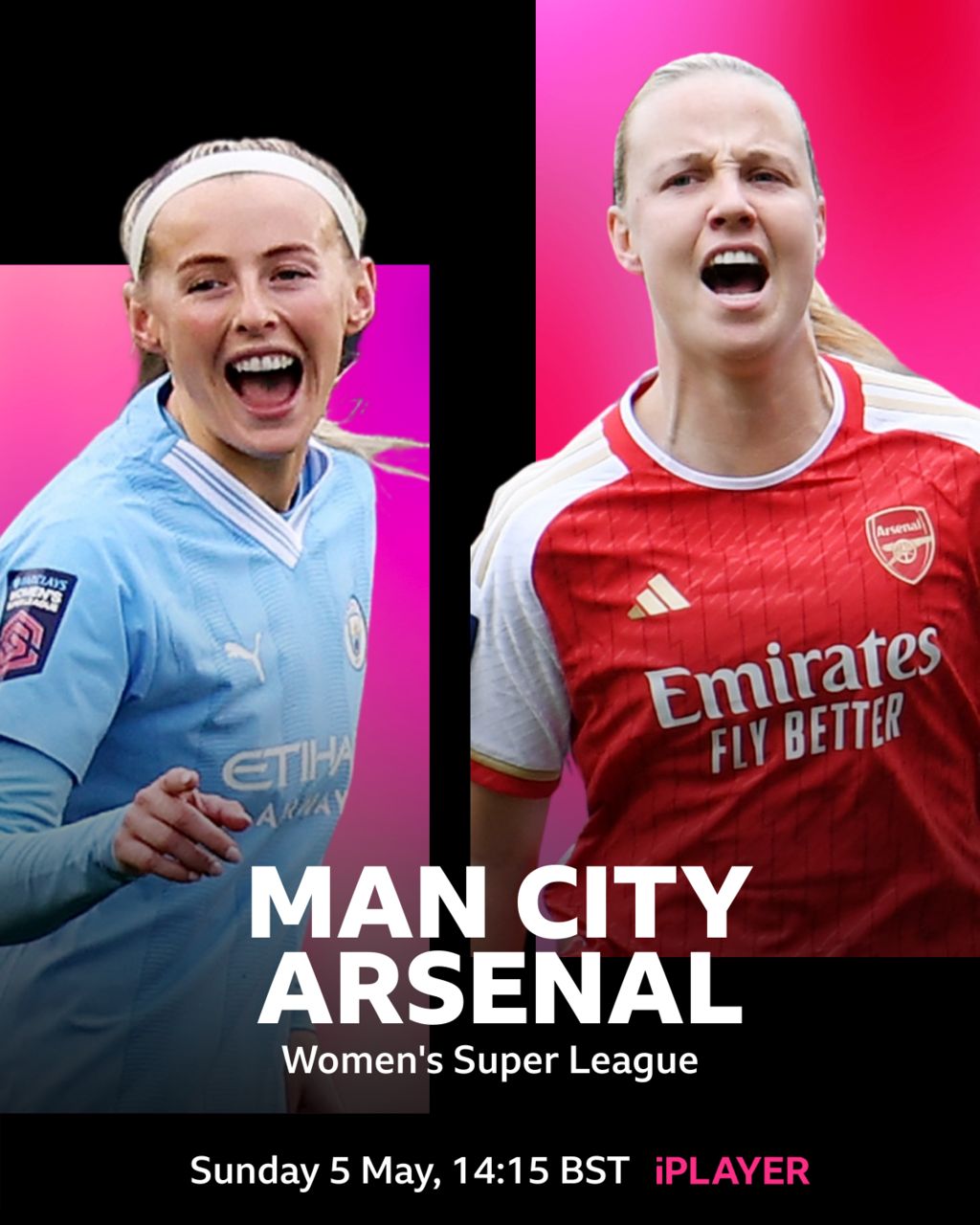 Coverage of Man City v Arsenal will be available on BBC One and BBC iPlayer from 13:50 BST on Sunday