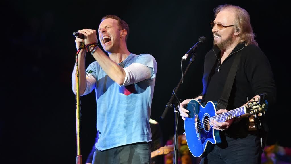 Chris Martin and Barry Gibb