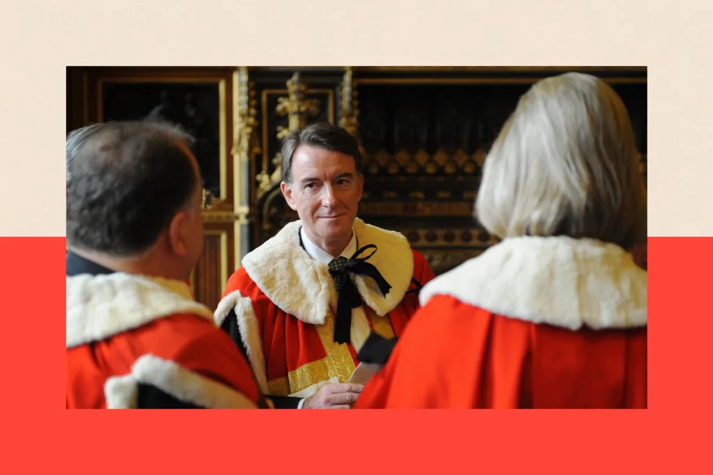 Peter Mandelson in a parliamentary robe