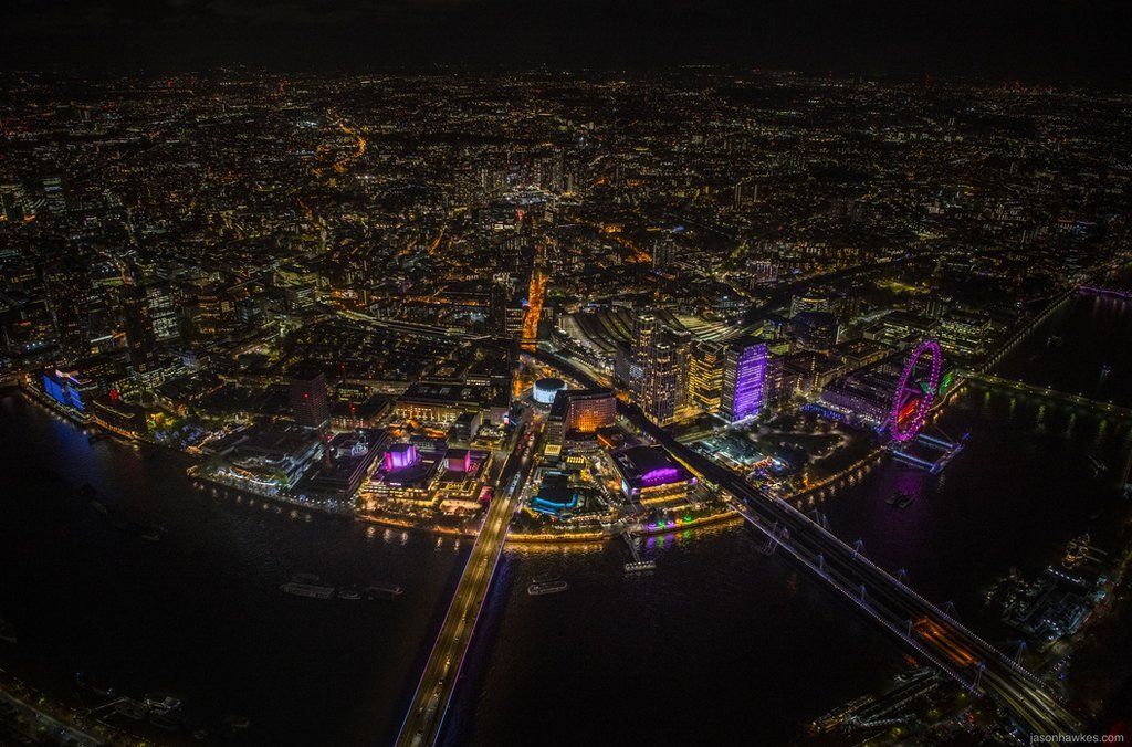 Night aerial view of Southbank