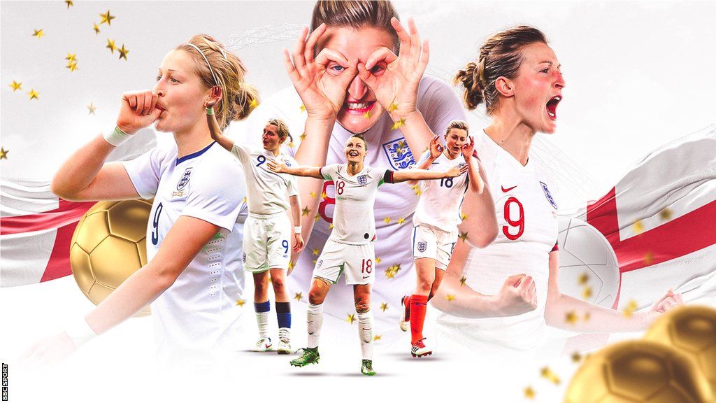 A composite BBC graphic of Ellen White playing, scoring and celebrating