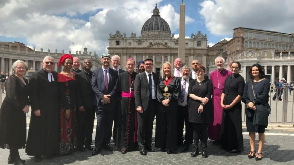 The Mayor of Greater Manchester and religious leaders from the region at St Peter's Square