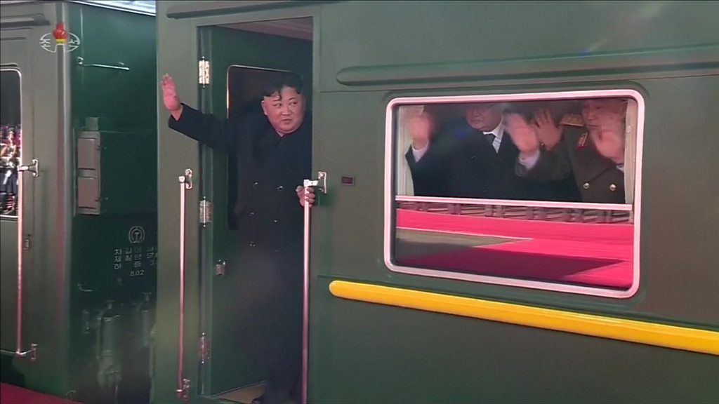 Kim Jong-un boards his train