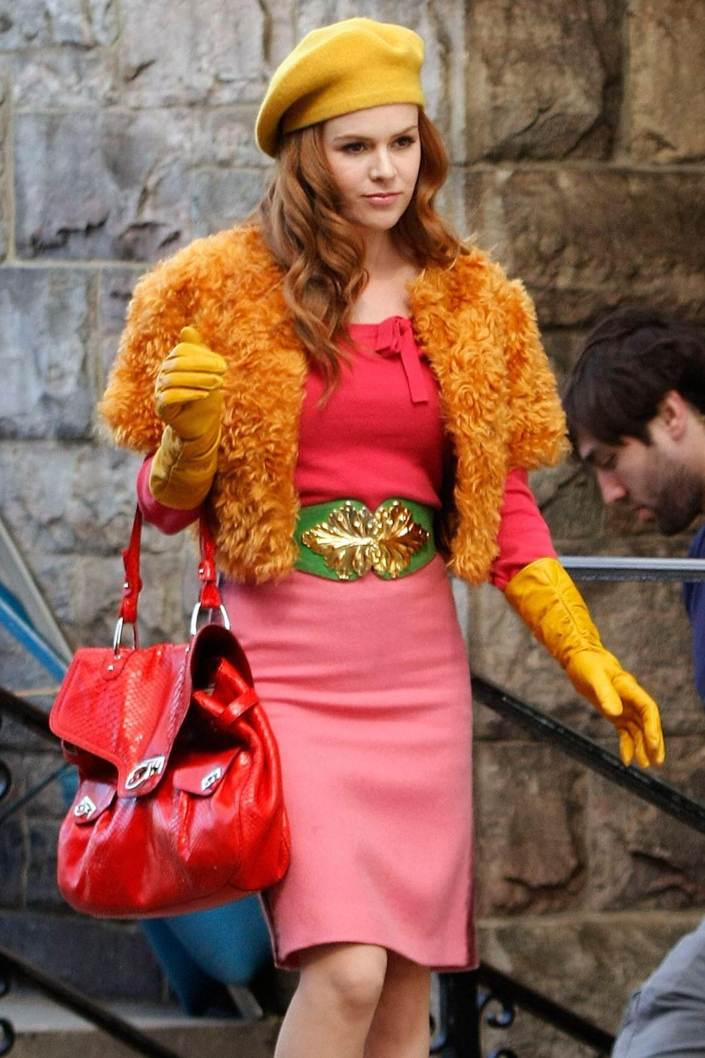 Actress Isla Fisher sighting filming a scene for the movie "Confessions of a Shopaholic" April 15, 2008 in New York City.
