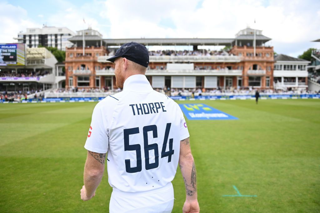 Ben Stokes wearing an England shirt in tribute to Graham Thorpe in 2022