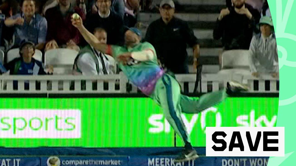 The Hundred 2023: Oval Invincibles' Ross Whiteley takes a stunning dive over the boundary to stop a six