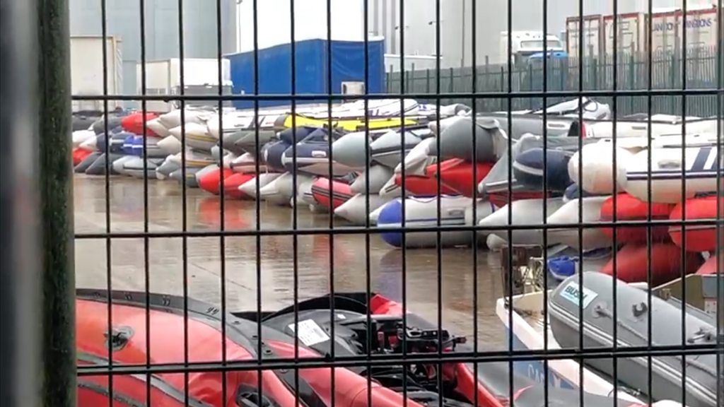 Dinghies piled up in Dover