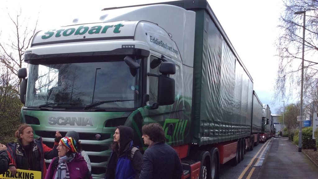 Anti-fracking protesters disrupt Eddie Stobart depots in Cheshire