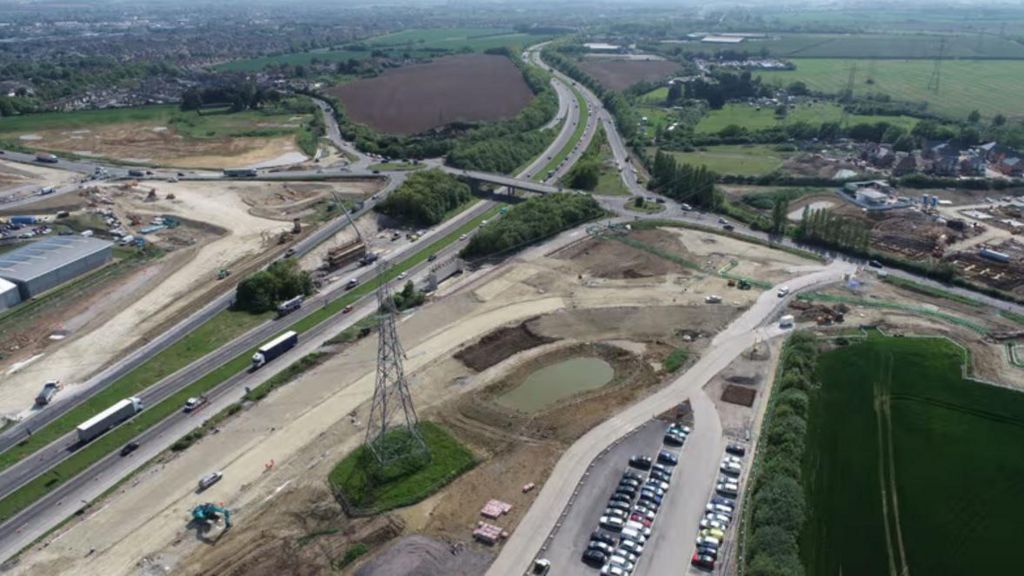 A249 roadworks from air 