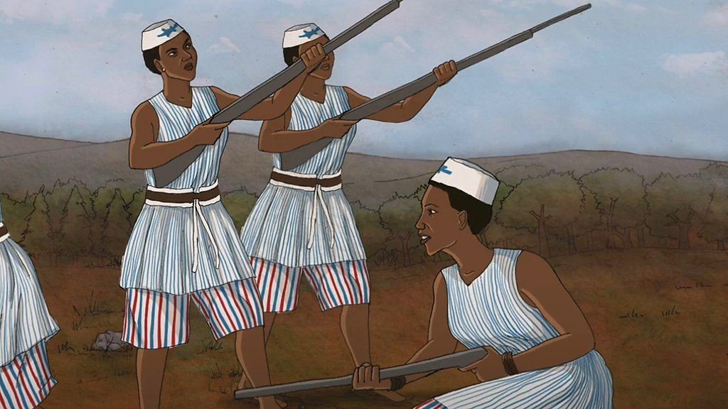 Dahomey mothers with guns in illustration