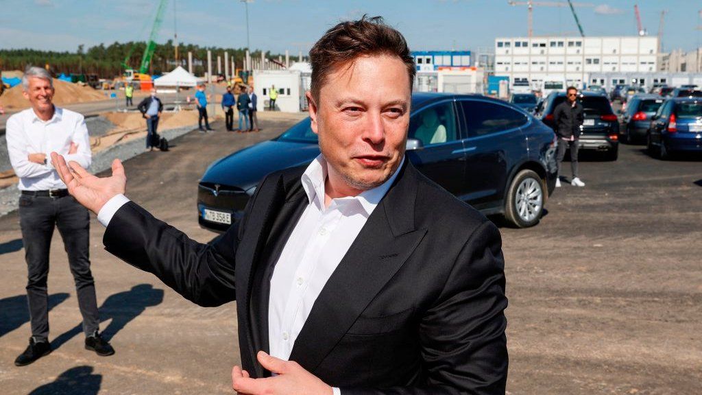 Tesla's Elon Musk visits the construction site of the future factory in Germany.