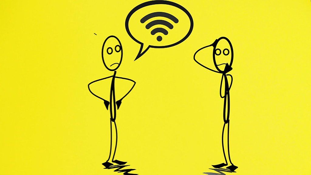 Graphic of two people talking about wi-fi