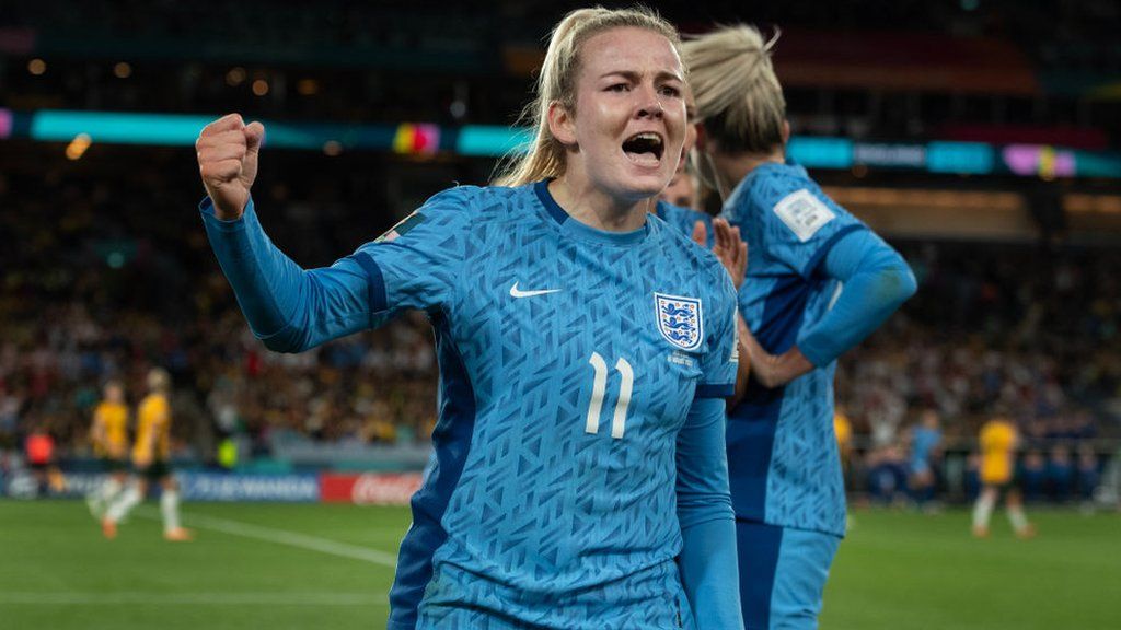 Lauren Hemp celebrates for England