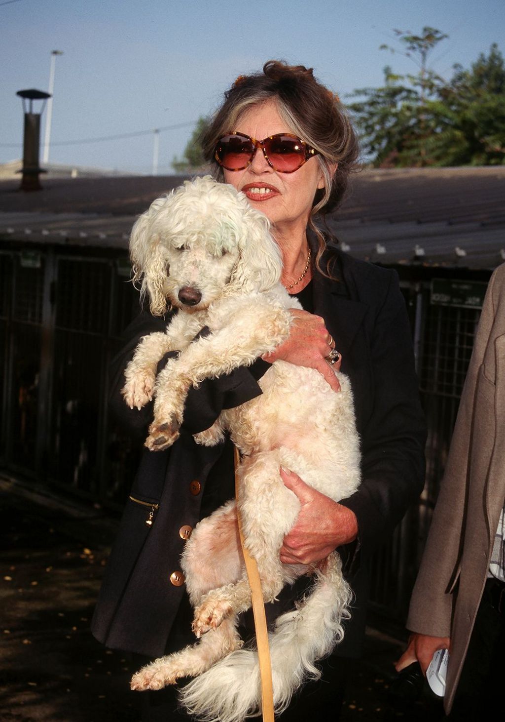 Brigitte Bardot and an abandoned dog from the SPA (Society for the Prevention of Cruelty to Animals) 1990 in Paris, France
