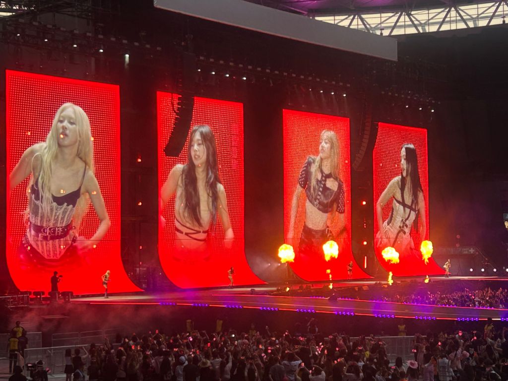 Blackpink on stage at Wembley Stadium in London