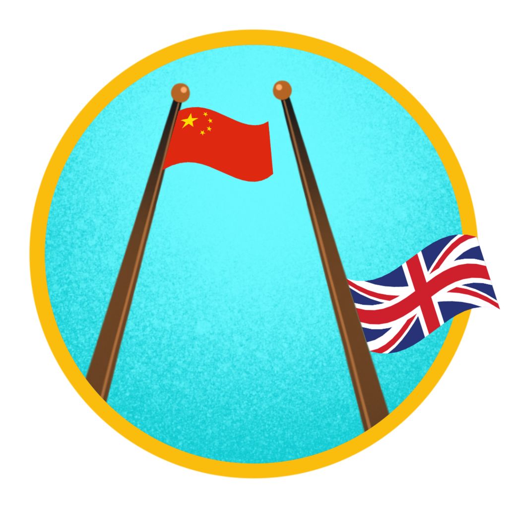 Illustration showing China and UK flags