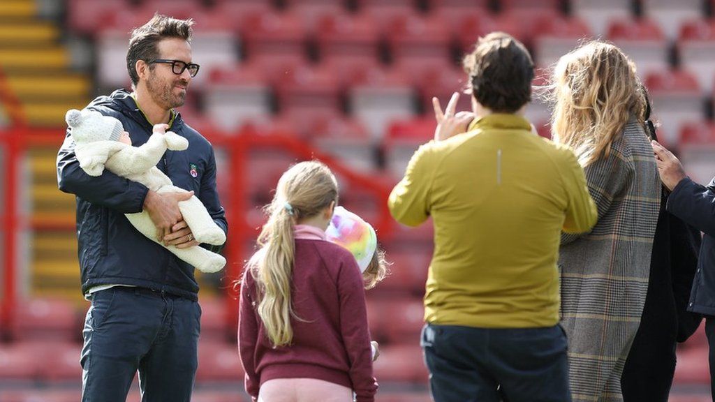 Ryan Reynolds and Blake Lively at Wrexham women's game - BBC News