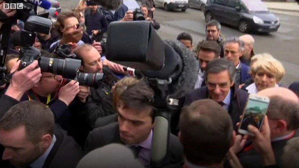 Francois Fillon in media scrum