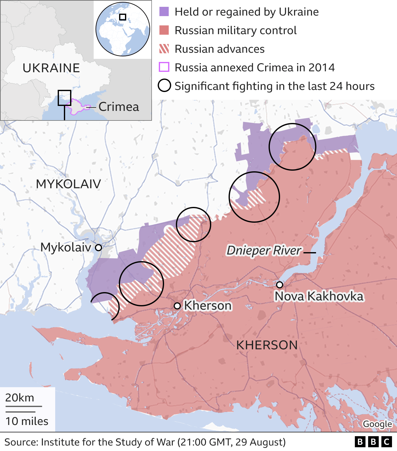 Map showing Ukrainian counter-offensive..