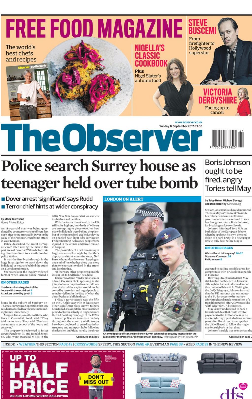 Newspaper headlines Parsons Green latest and Tories 'at war' BBC News