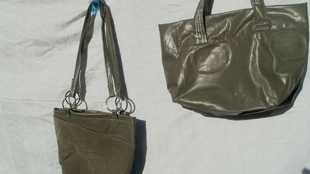 Green bags made from blow up beds