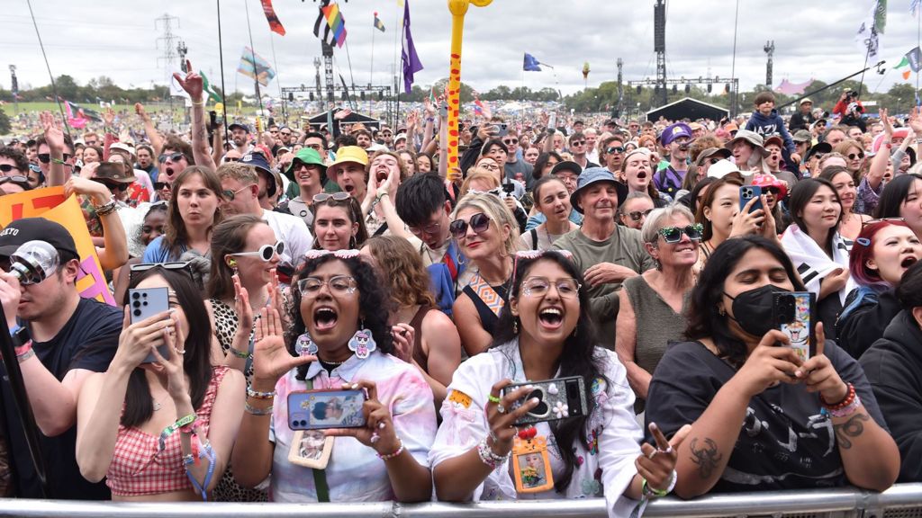 Fans watch Seventeen at Glastonbury