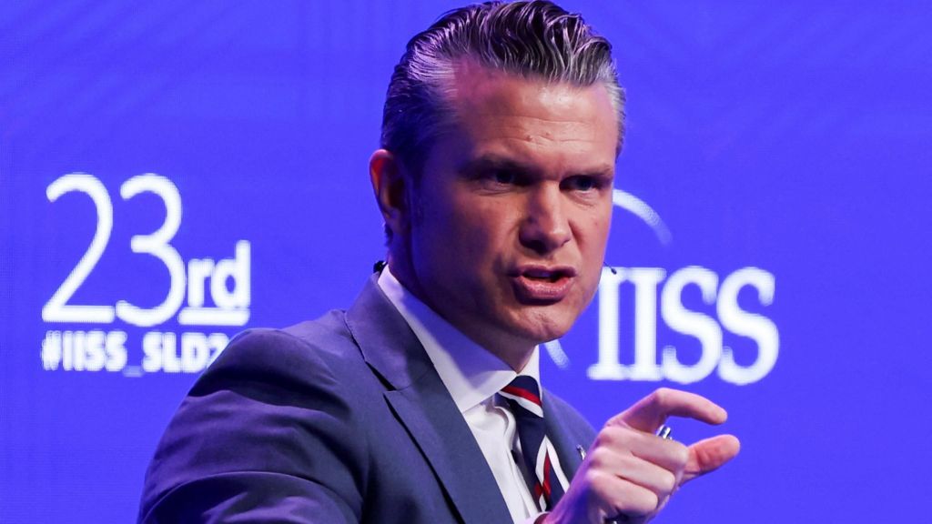 U.S. Secretary of Defense Pete Hegseth speaks at the IISS Shangri-La Dialogue security summit in Singapore, May 30, 2026