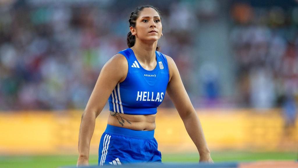 Eleni-Klaoudia Polak wearing a Greece athletics outfit