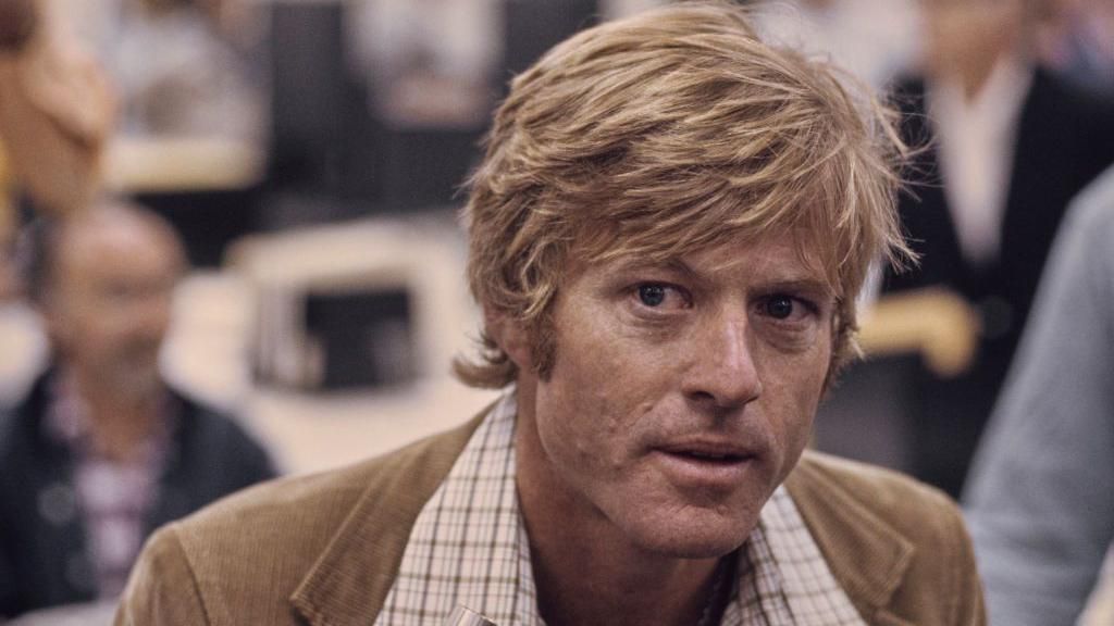 Robert Redford in a recreation of The Washington Post's offices, in a publicity still for All the President's Men, filmed at Burbank Studios in Burbank, California, 1976.