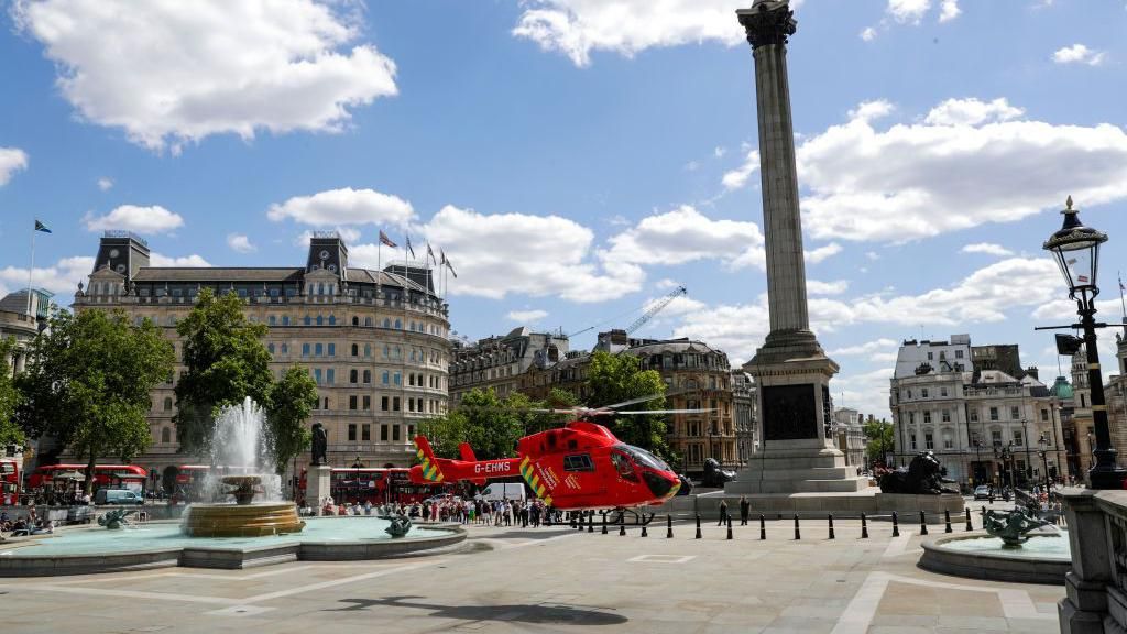 Air ambulance in Trafalgar Square