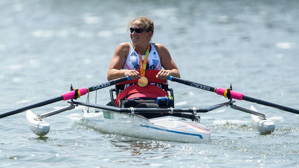Rachel Morris in a rowing boat